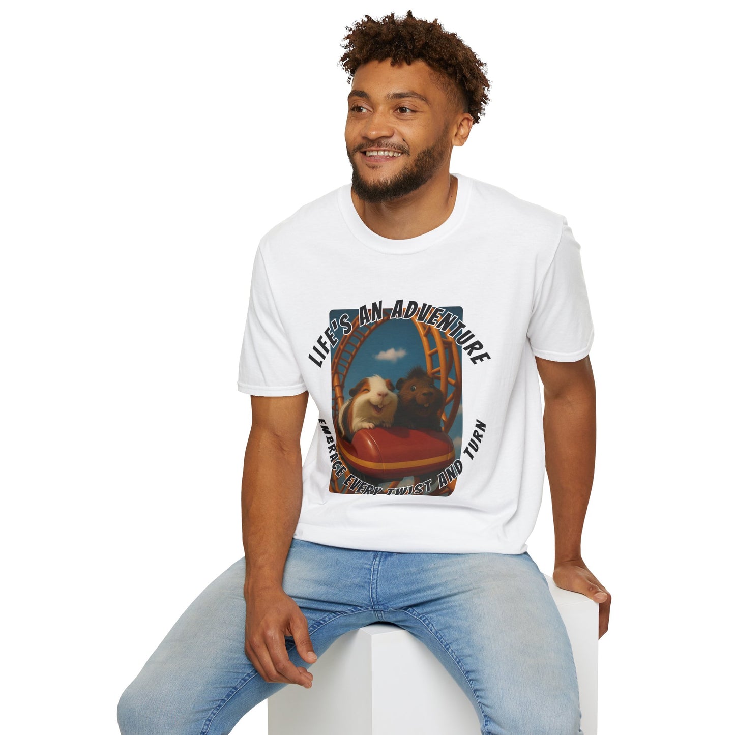 🐾 Life’s an Adventure – Quincy & Chuckles Guinea Pigs Roller Coaster Tee 🐾- Rescue Collab