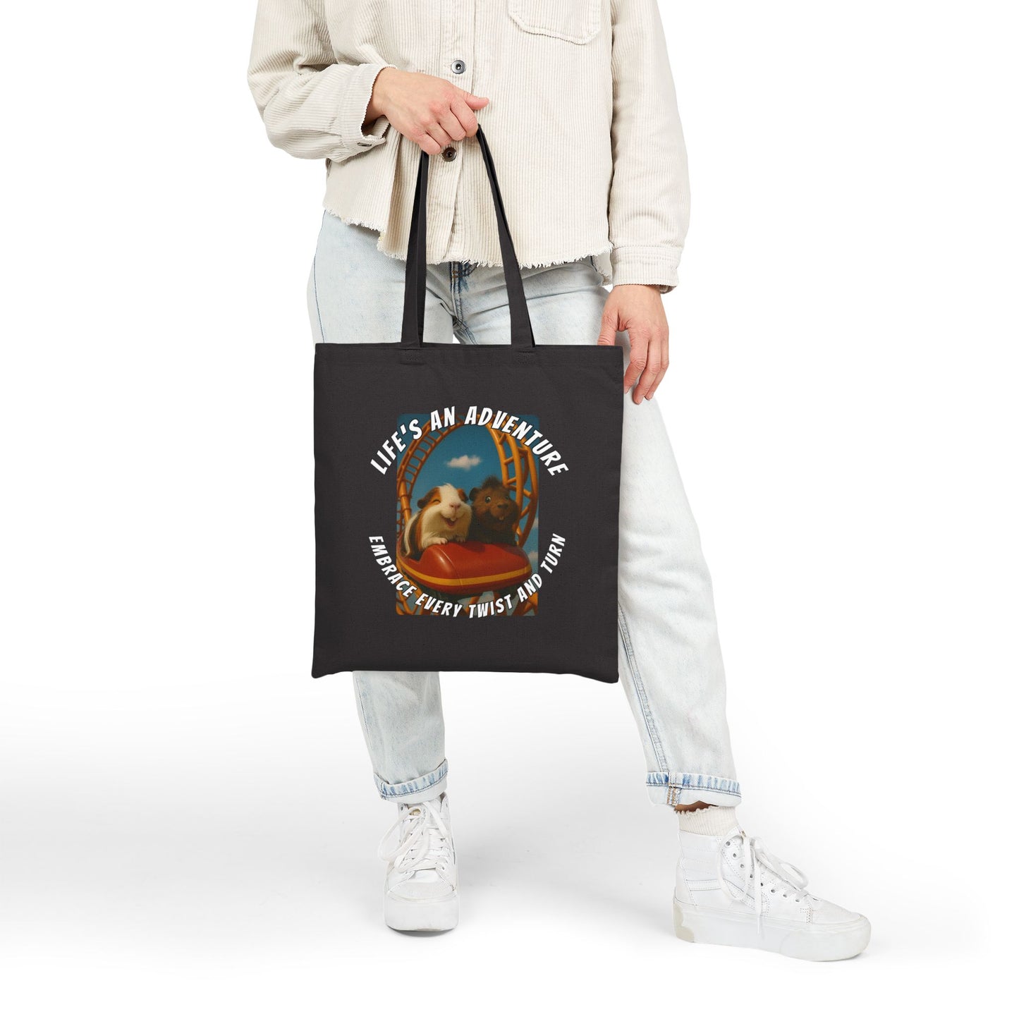 🐾 Life’s an Adventure – Quincy & Chuckles the Rescue Piggies Tote 🐾