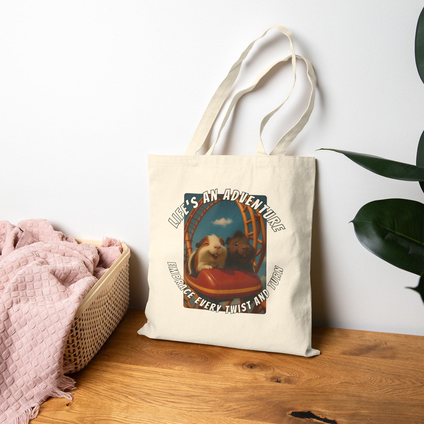 🐾 Life’s an Adventure – Quincy & Chuckles the Rescue Piggies Tote 🐾