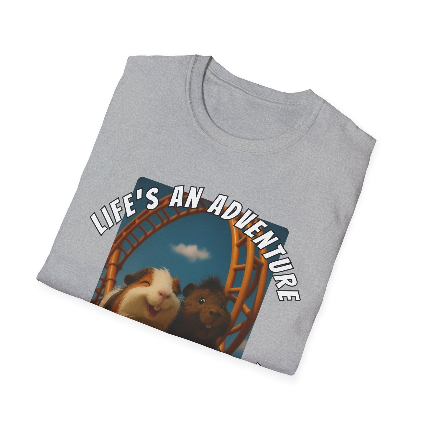 🐾 Life’s an Adventure – Quincy & Chuckles Guinea Pigs Roller Coaster Tee 🐾- Rescue Collab