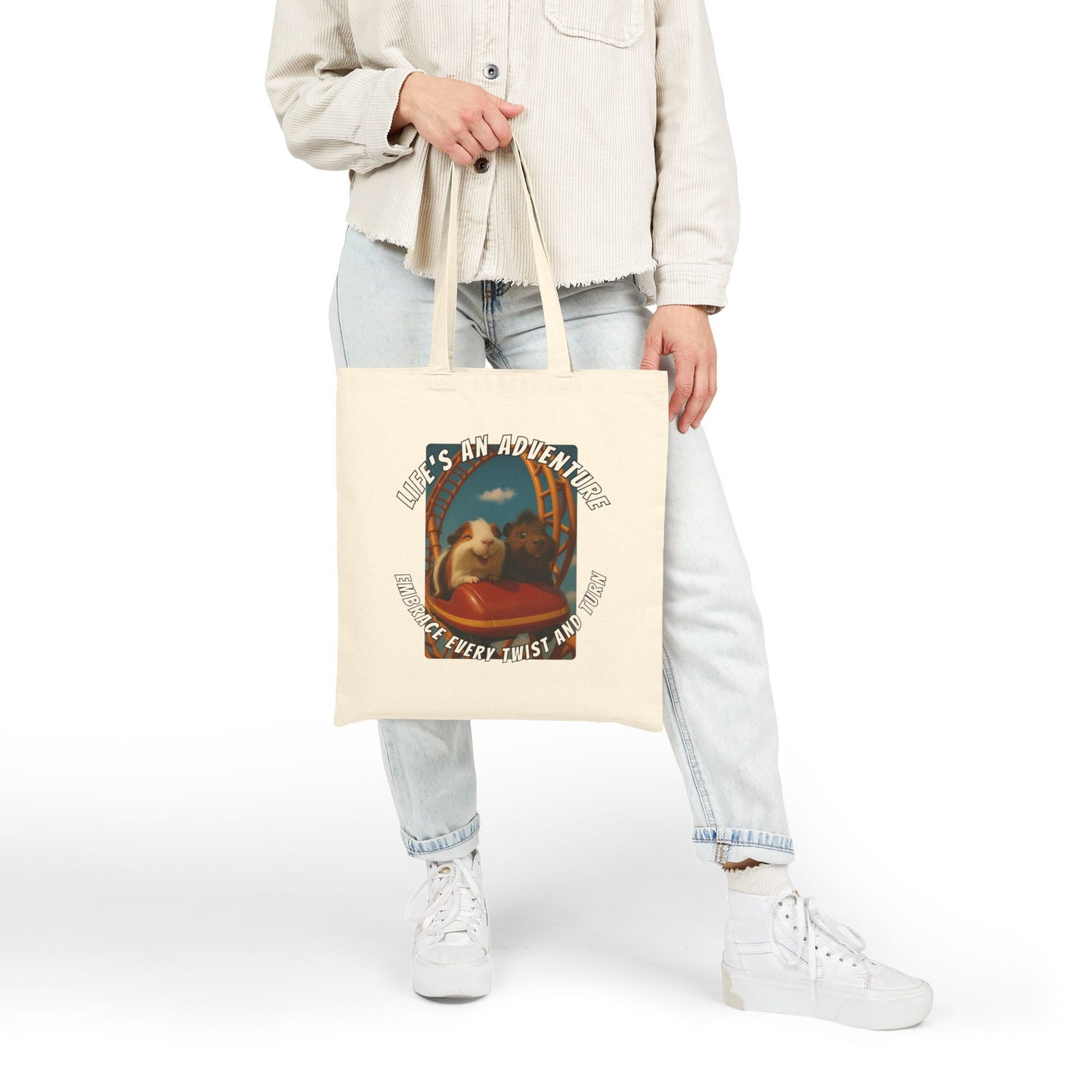 🐾 Life’s an Adventure – Quincy & Chuckles the Rescue Piggies Tote 🐾