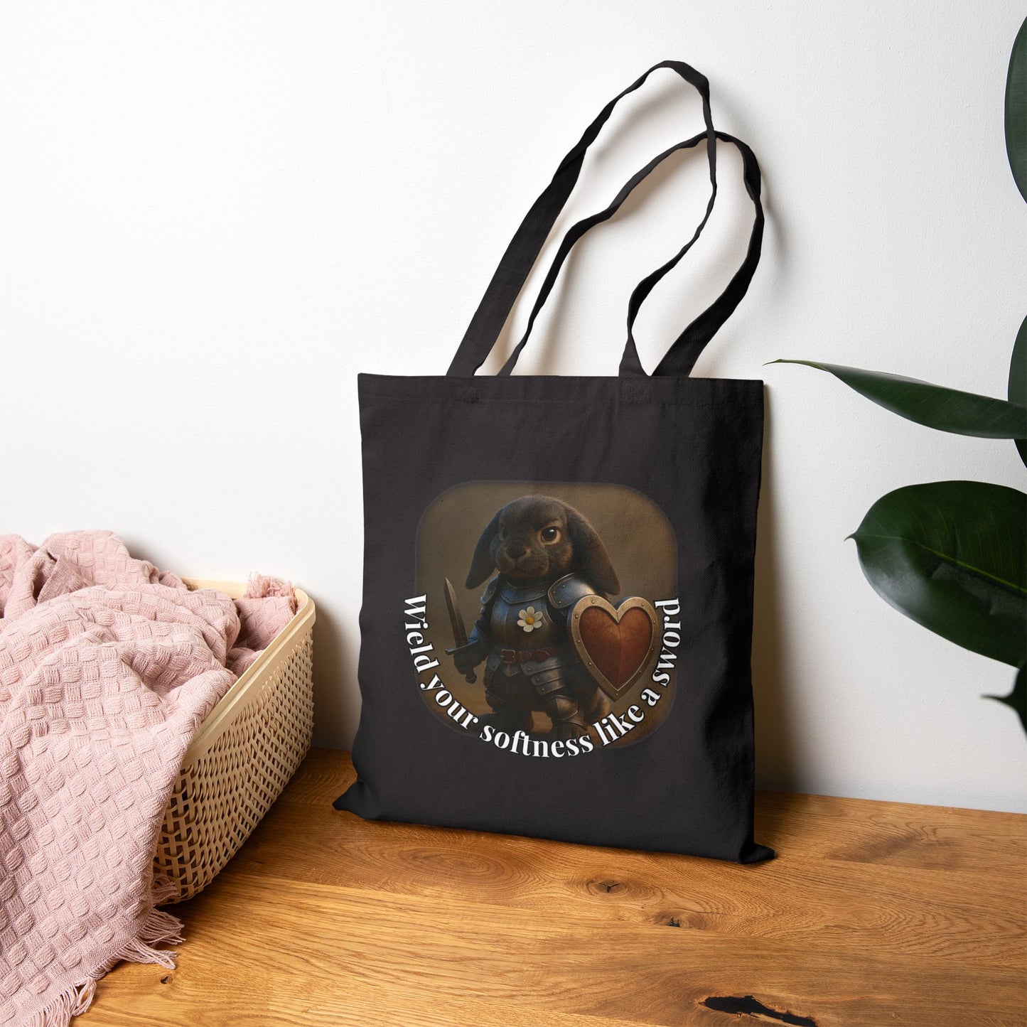 Bunny Warrior Comfort Tote – Wear Your Softness Like a Sword