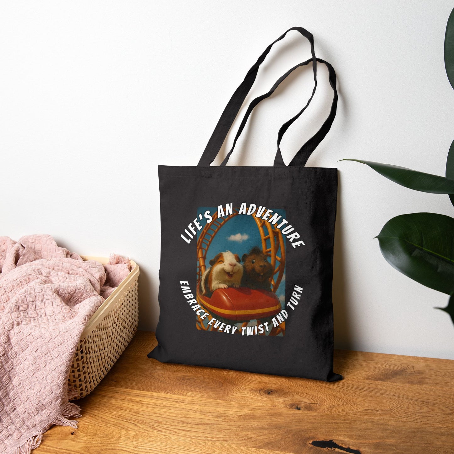 🐾 Life’s an Adventure – Quincy & Chuckles the Rescue Piggies Tote 🐾