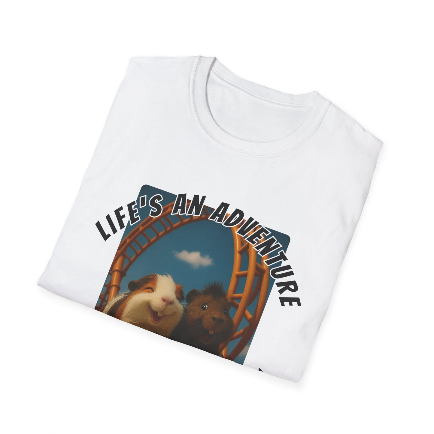 🐾 Life’s an Adventure – Quincy & Chuckles Guinea Pigs Roller Coaster Tee 🐾- Rescue Collab