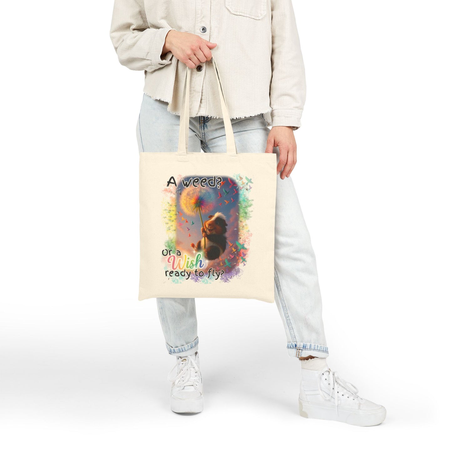 A Weed or a Wish? – Rainbow Dandelion Guinea Pig Tote 🌈🕊️🐾