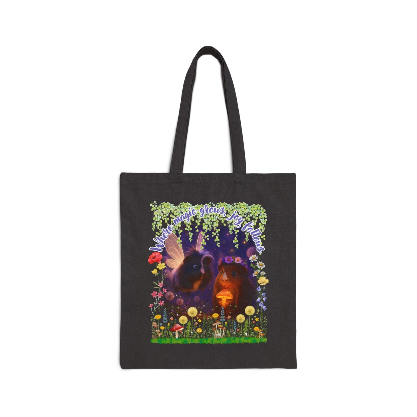 Where Magic Grows, Joy Follows – Whimsical Guinea Pig Tote
