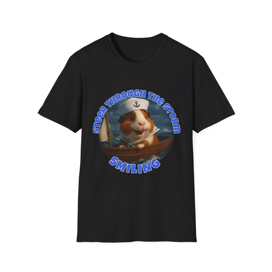🐾 Steer Through the Storm – Sailor Joe the Little Captain Guinea Pig Tee 🐾- Rescue Collab