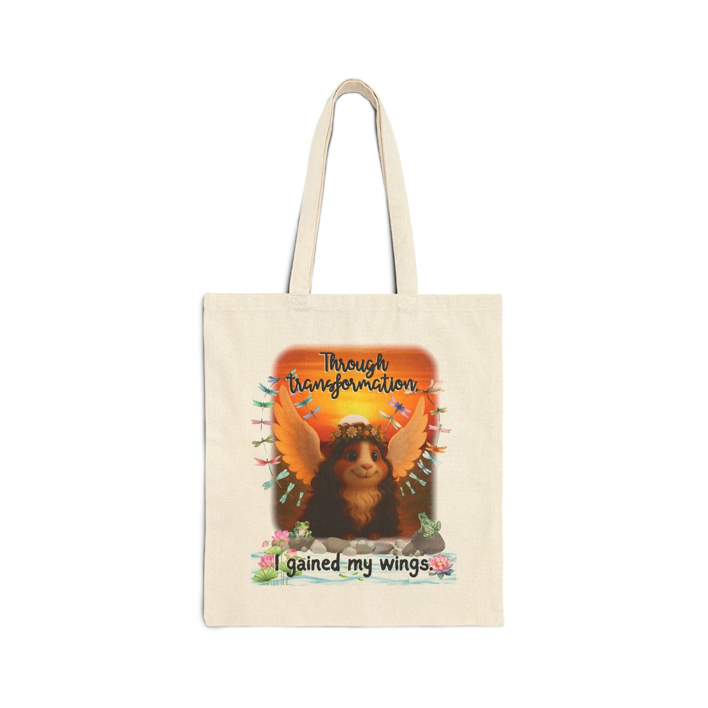 Through Transformation – Winged Guinea Pig Tote 🌅🐾✨