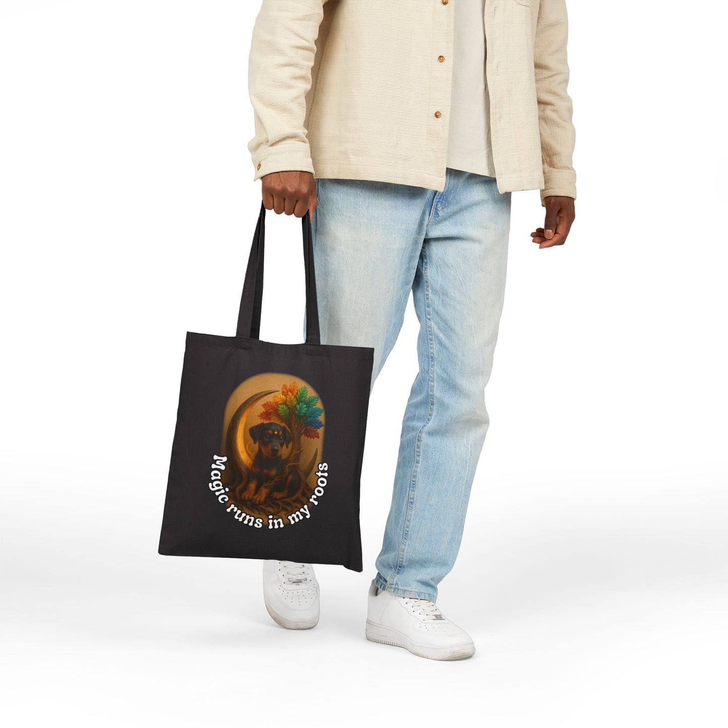 Ancestral Doberman Pup Power Tote – Magic Runs in My Roots