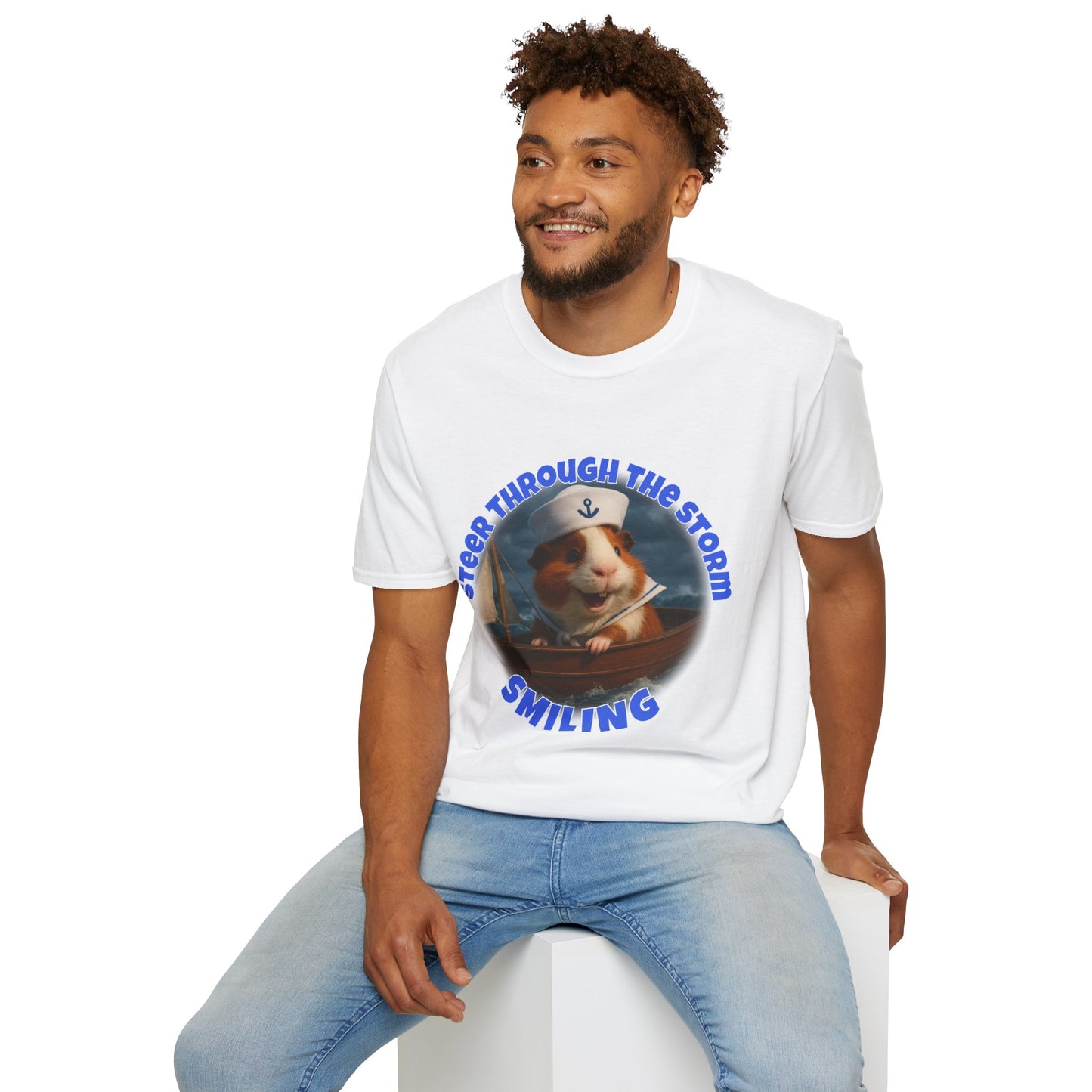 🐾 Steer Through the Storm – Sailor Joe the Little Captain Guinea Pig Tee 🐾- Rescue Collab