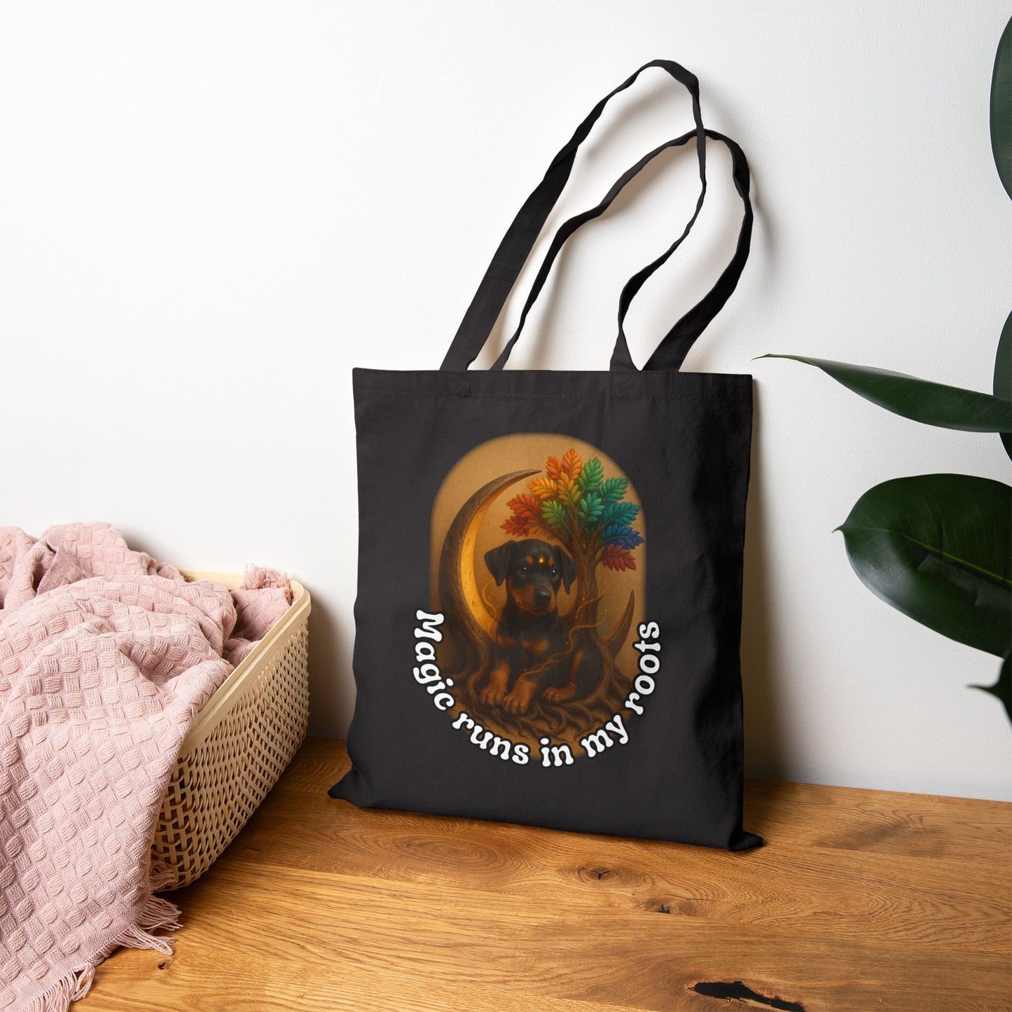 Ancestral Doberman Pup Power Tote – Magic Runs in My Roots