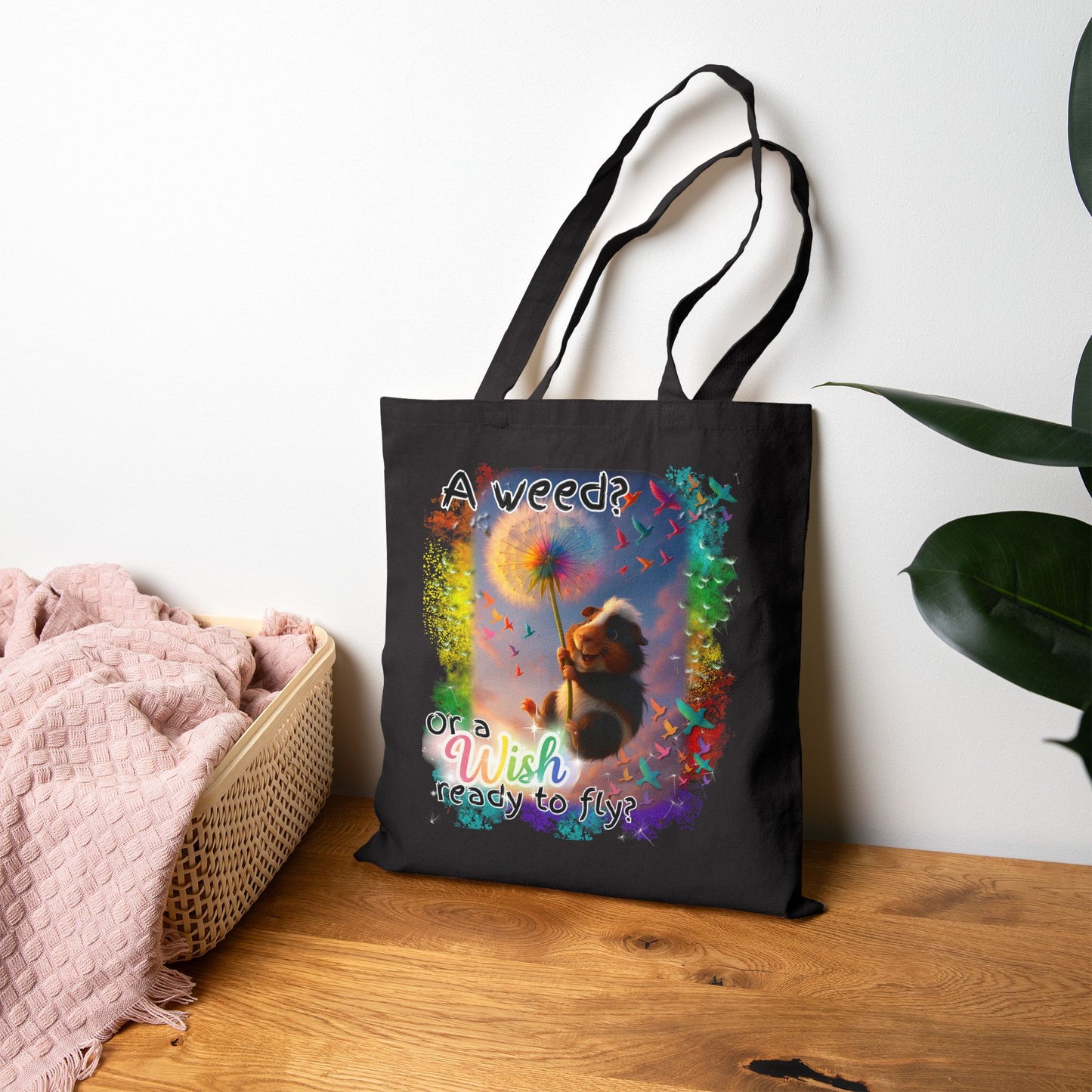 A Weed or a Wish? – Rainbow Dandelion Guinea Pig Tote 🌈🕊️🐾