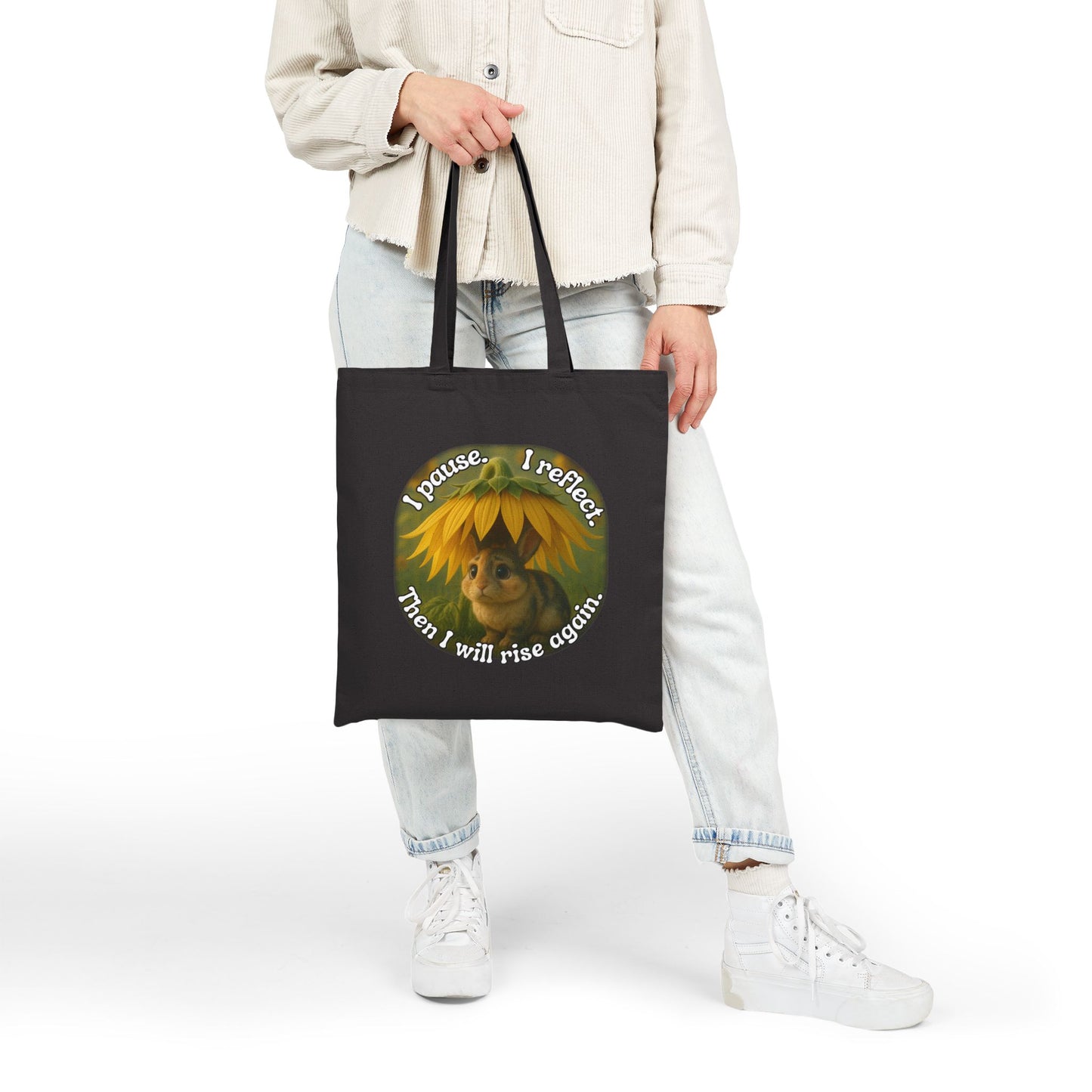 Pause & Rise – Sunflower Bunny Reflection Tote