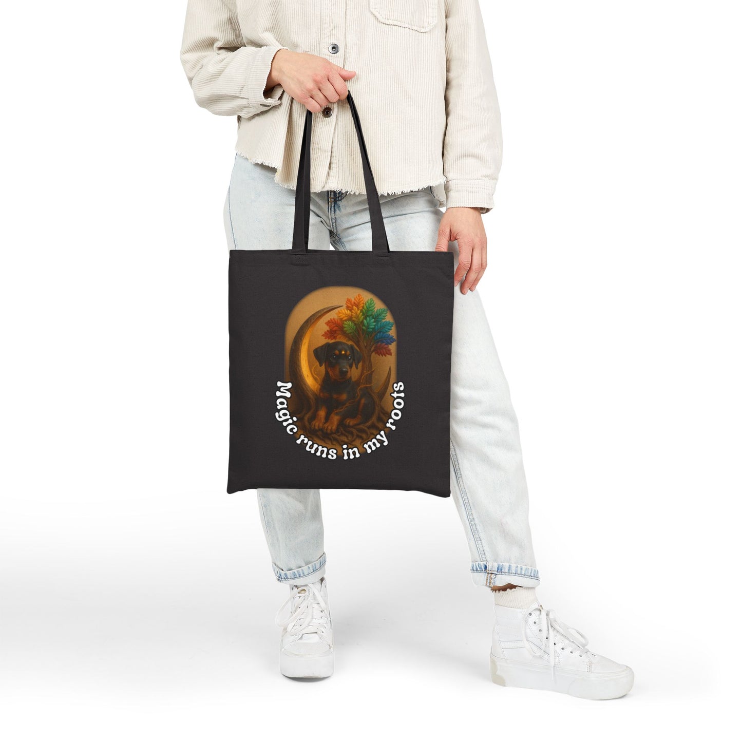 Ancestral Doberman Pup Power Tote – Magic Runs in My Roots
