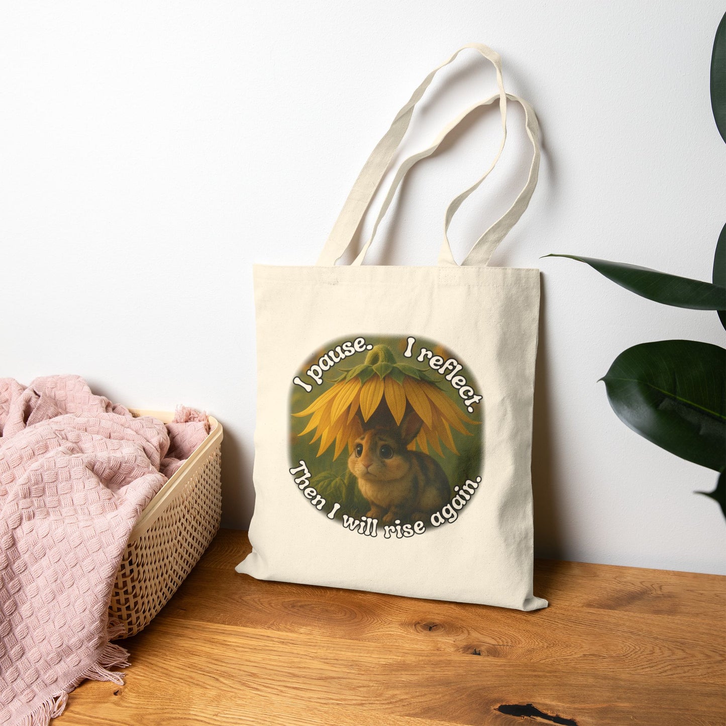 Pause & Rise – Sunflower Bunny Reflection Tote