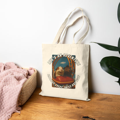 🐾 Life’s an Adventure – Quincy & Chuckles the Rescue Piggies Tote 🐾