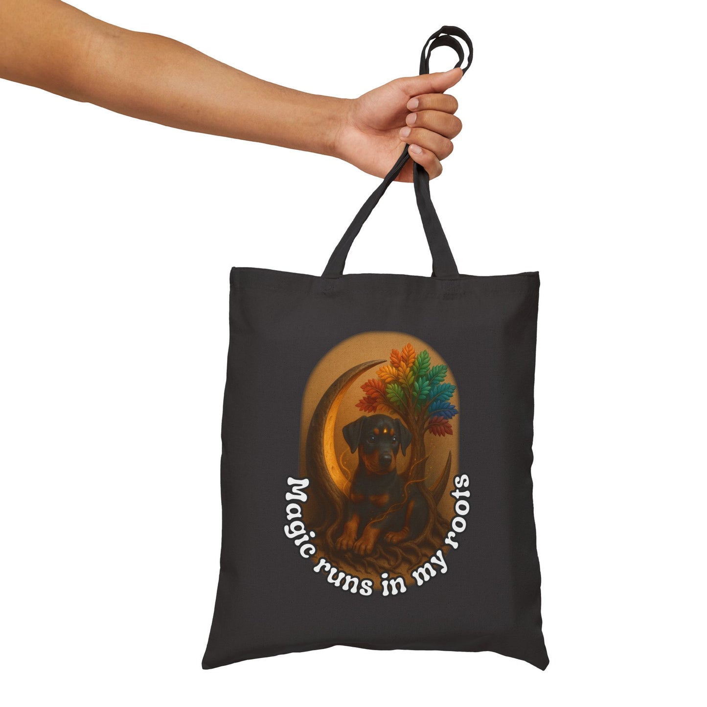 Ancestral Doberman Pup Power Tote – Magic Runs in My Roots