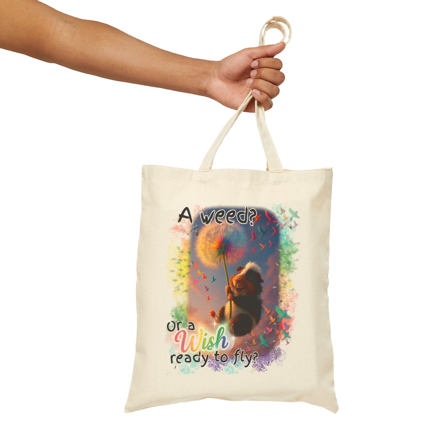 A Weed or a Wish? – Rainbow Dandelion Guinea Pig Tote 🌈🕊️🐾