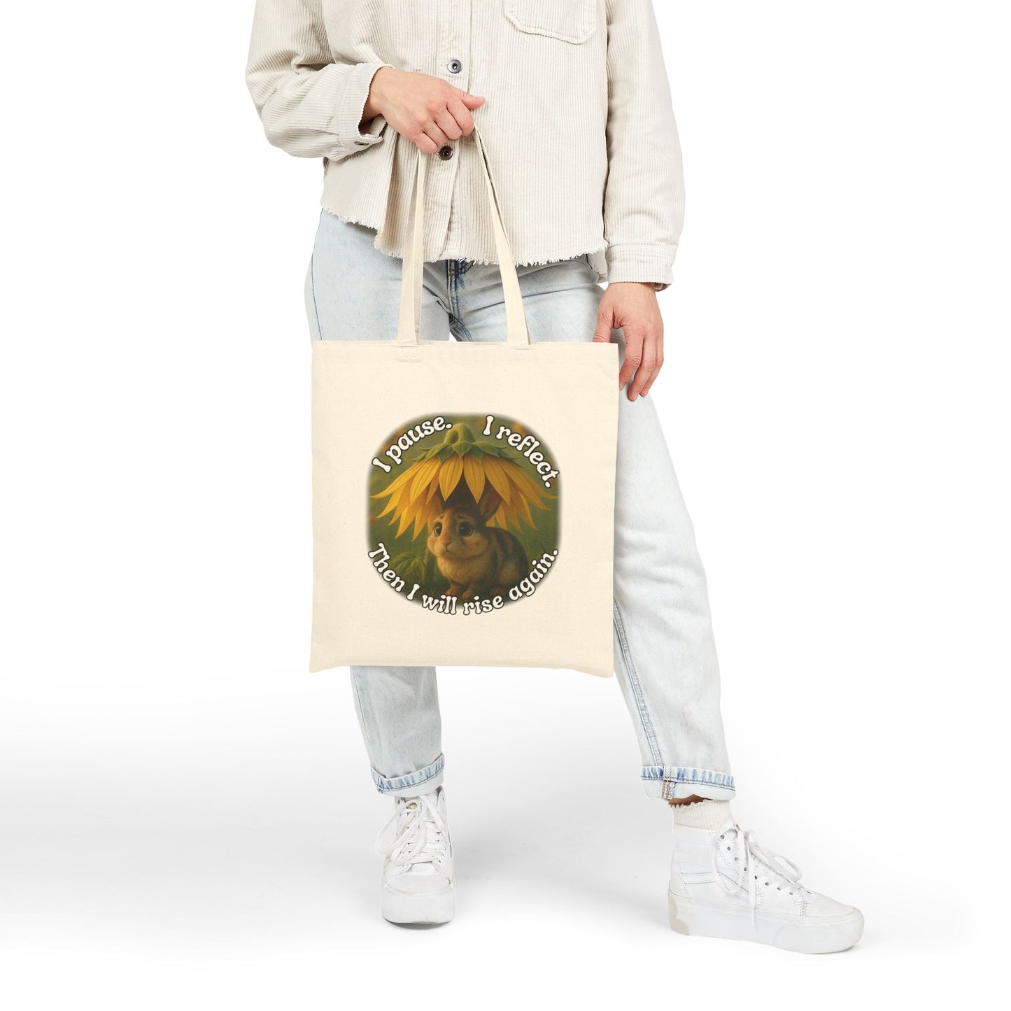 Pause & Rise – Sunflower Bunny Reflection Tote