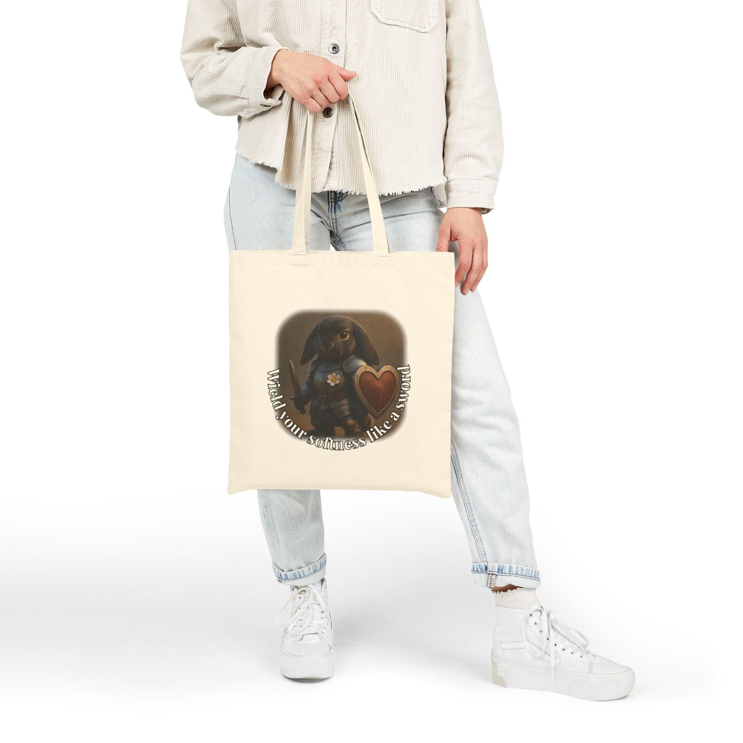 Bunny Warrior Comfort Tote – Wear Your Softness Like a Sword